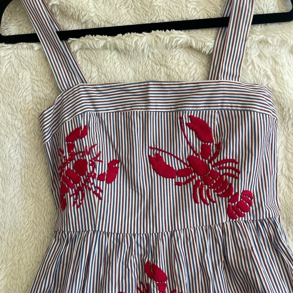 Striped Dress with Red Lobster Embroidery - Picture 5 of 11